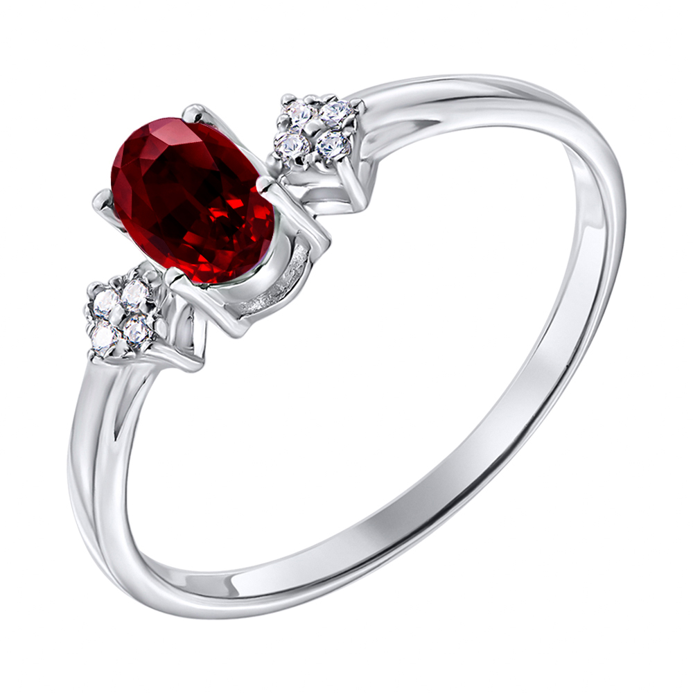

Серебряное кольцо с гранатом и фианитами 000131735 18 размера