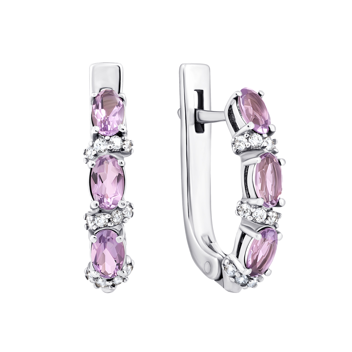 

Серебряные серьги с аметистом и фианитами 2125/9р-AMT