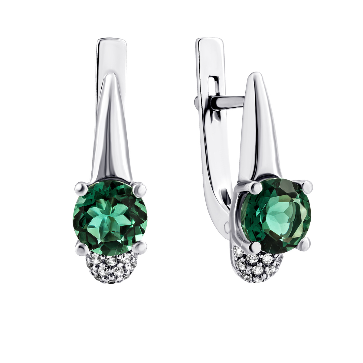 

Серебряные серьги с зеленым кварцем и фианитами 2155/1р-QGR