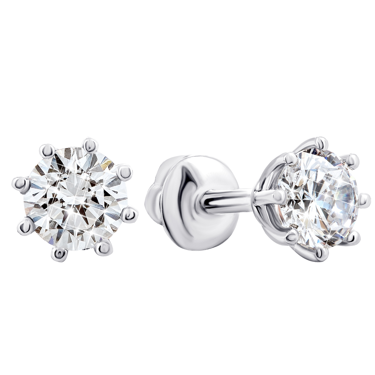 

Серебряные пуссеты с фианитами 2650/9р-CZ