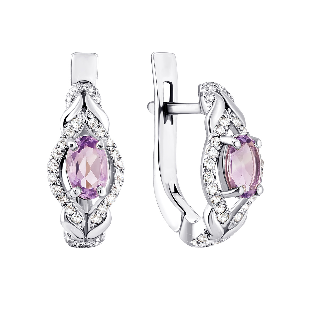 

Серебряные серьги с аметистом и фианитами 2039/1р-AMET