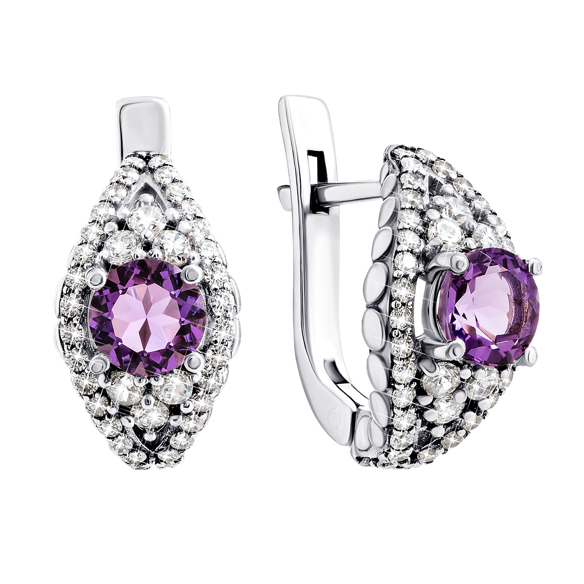 

Серебряные серьги с аметистом и фианитами 2426/9р-AMT