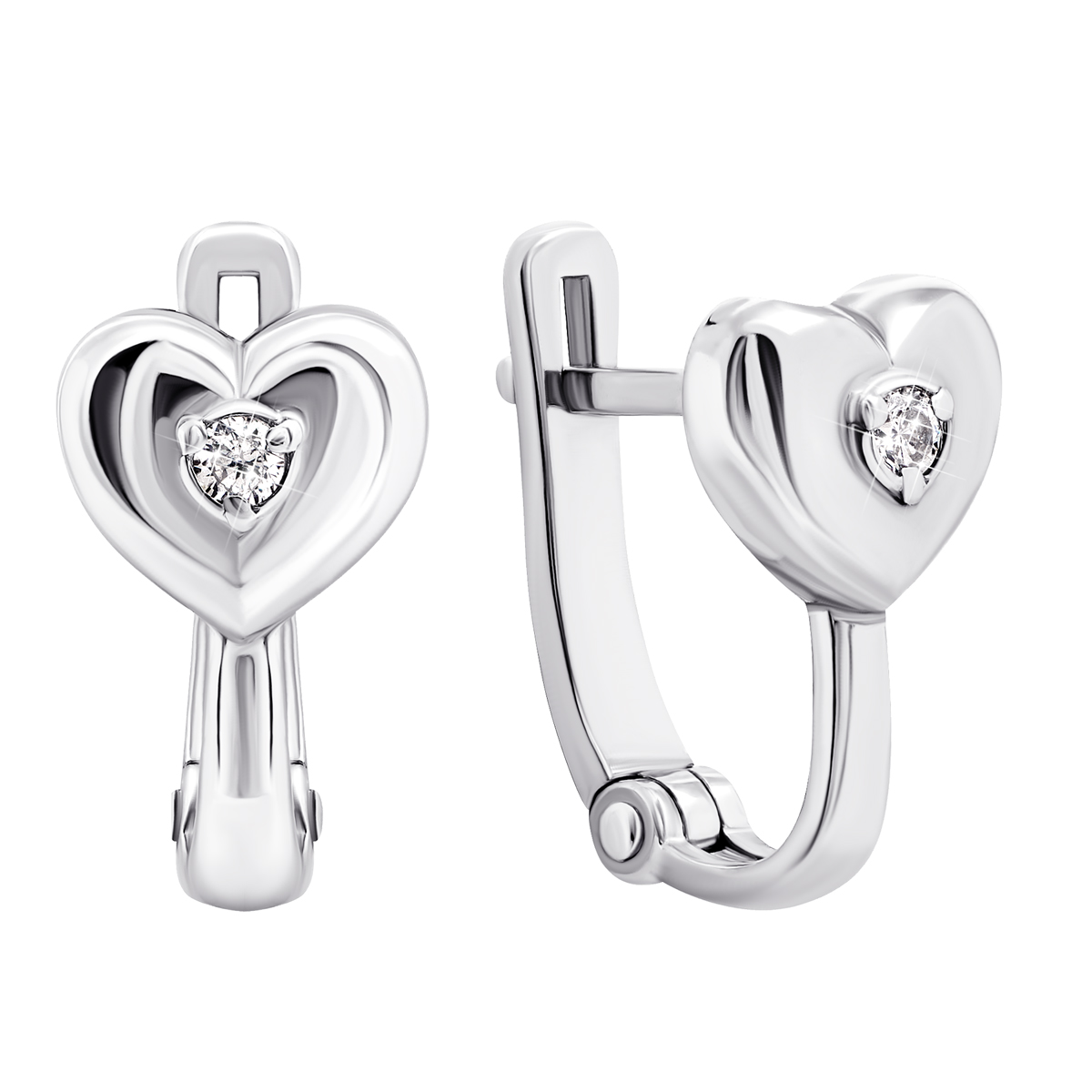 

Серебряные серьги Сердце с фианитами 82701б