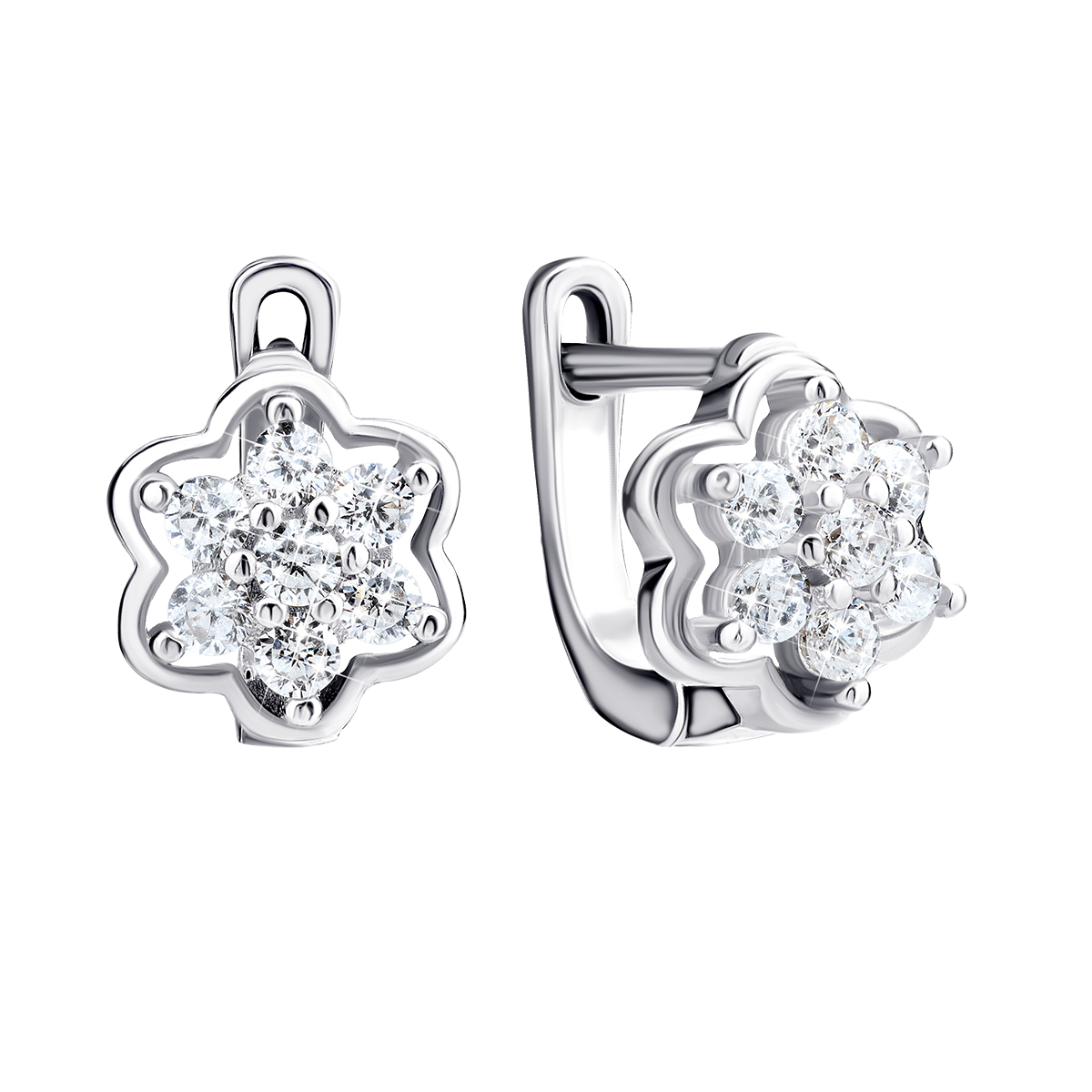 

Серебряные серьги Цветы с фианитами 1EA81249-E/12/1