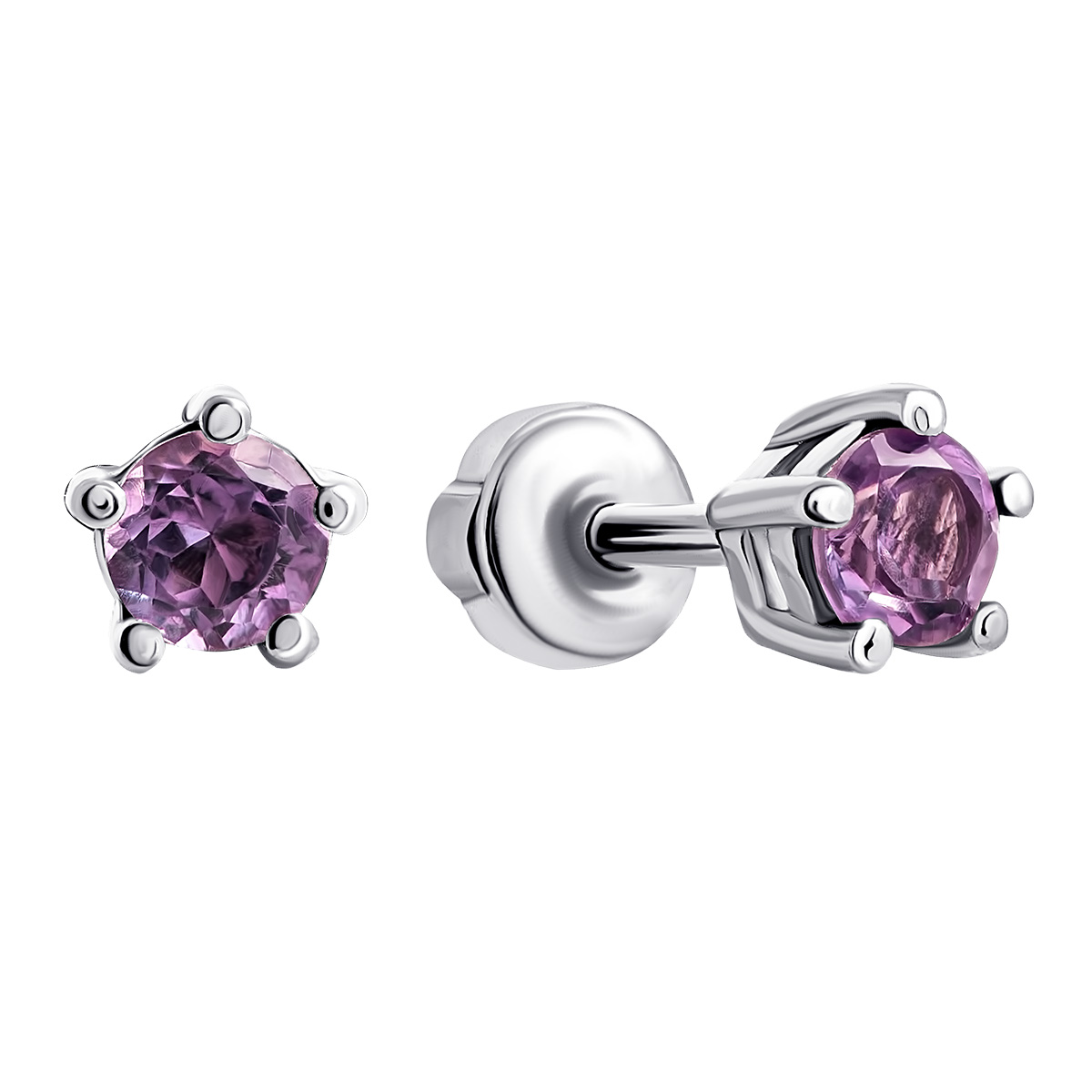 

Серебряные пуссеты с аметистом 2093/9р-AMT