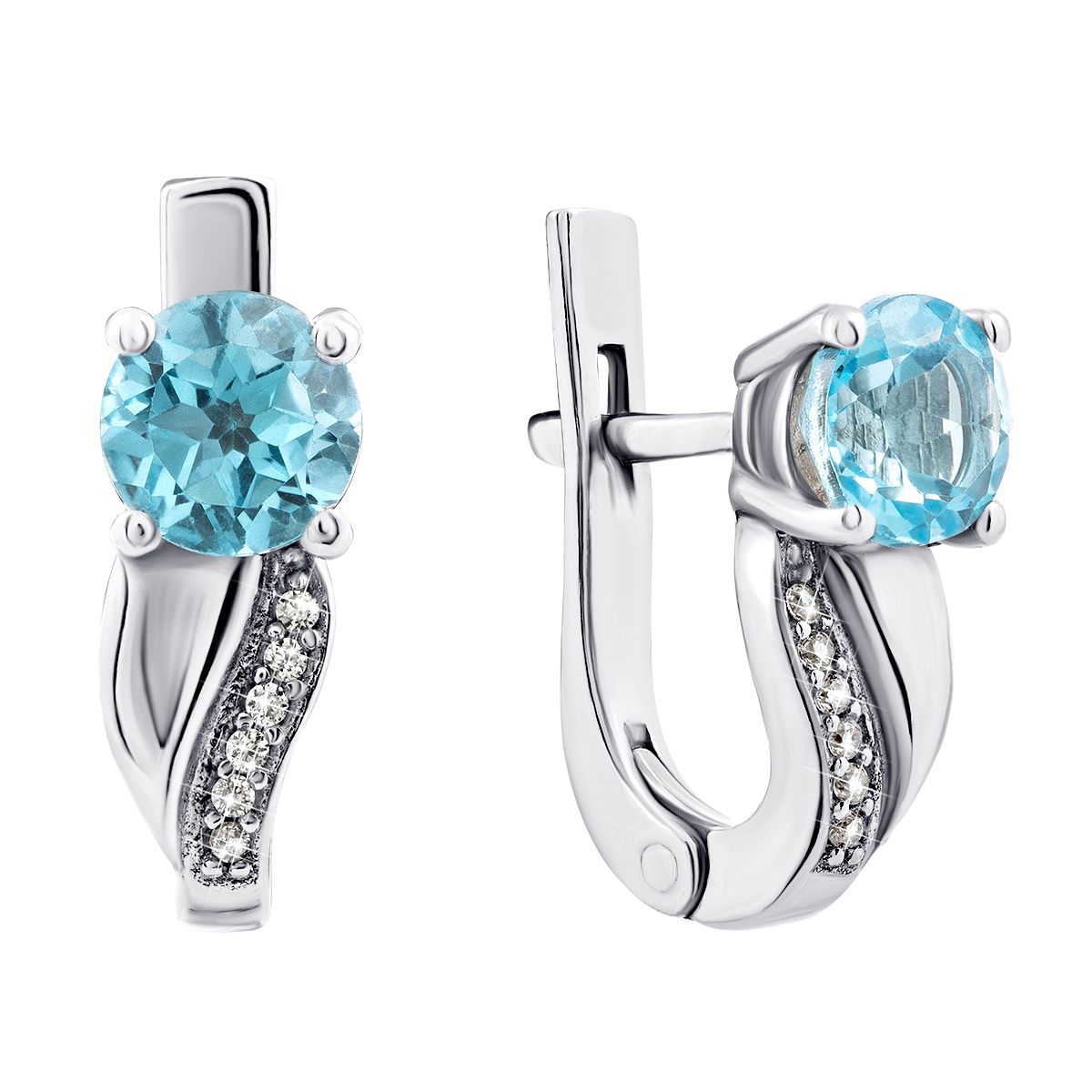 

Серебряные серьги с топазом swiss и фианитами 2429/9р-TSWB