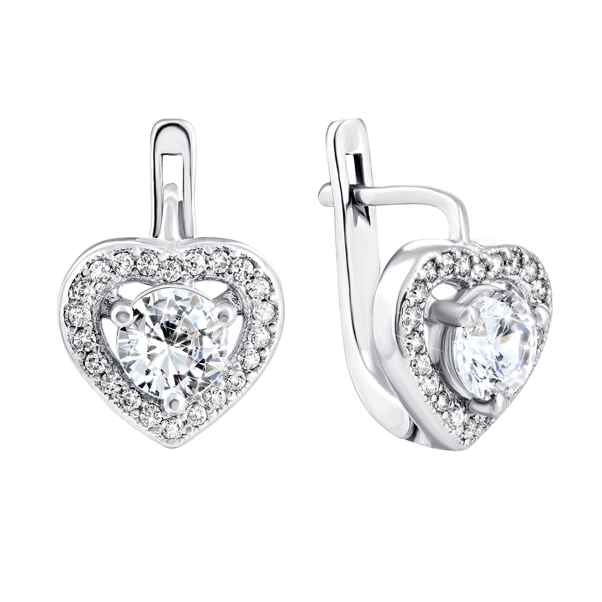 

Серебряные серьги Сердце с фианитами 2259/1р-CZ