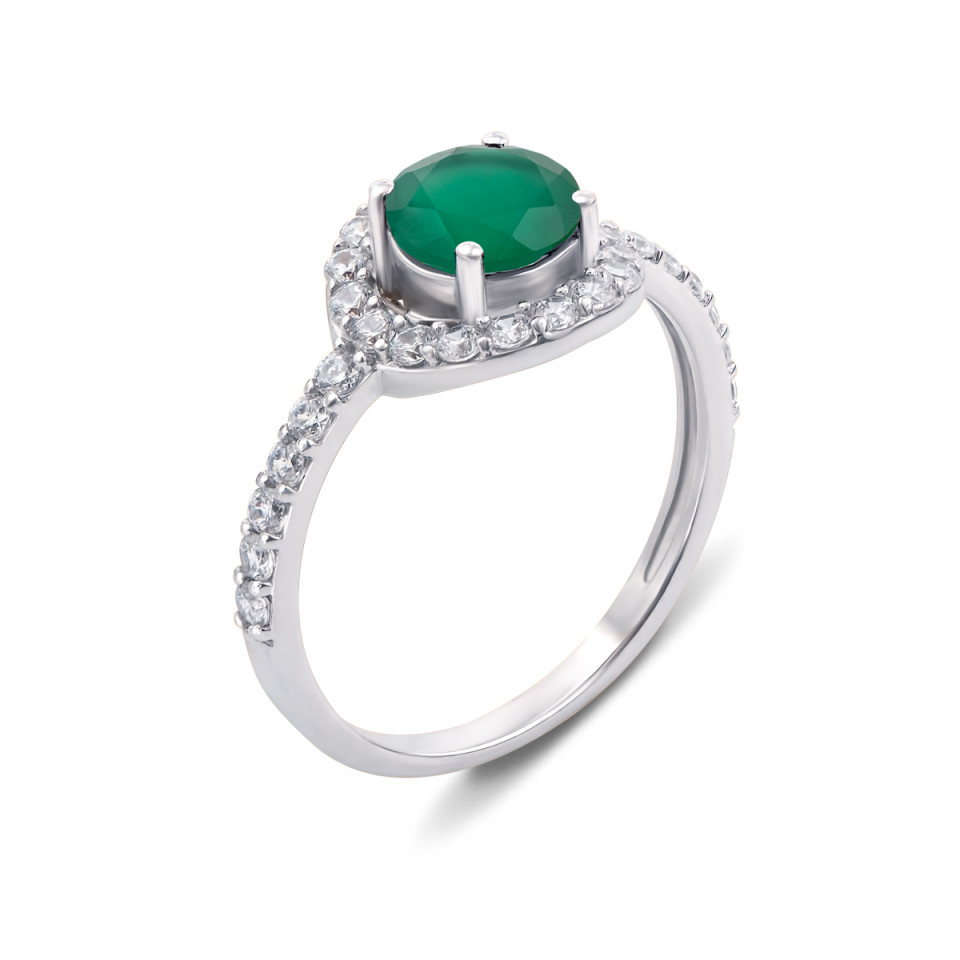 

Серебряное кольцо с агатом и фианитами 17 размер 1596/9р-GAG