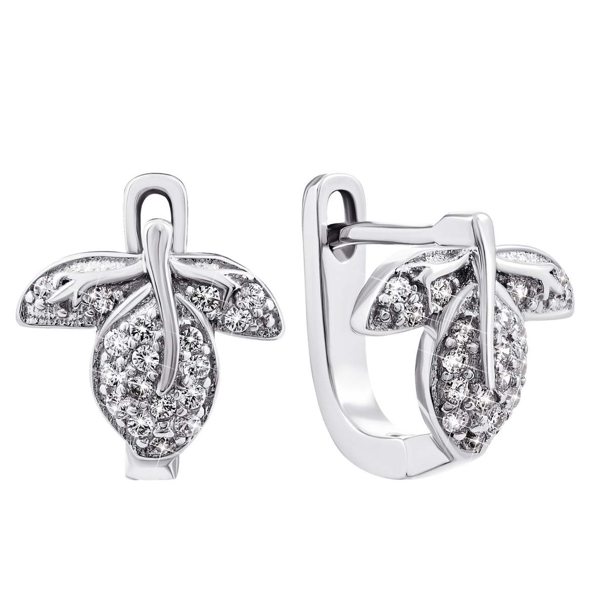 

Серебряные серьги Листочки с фианитами 7EA92804