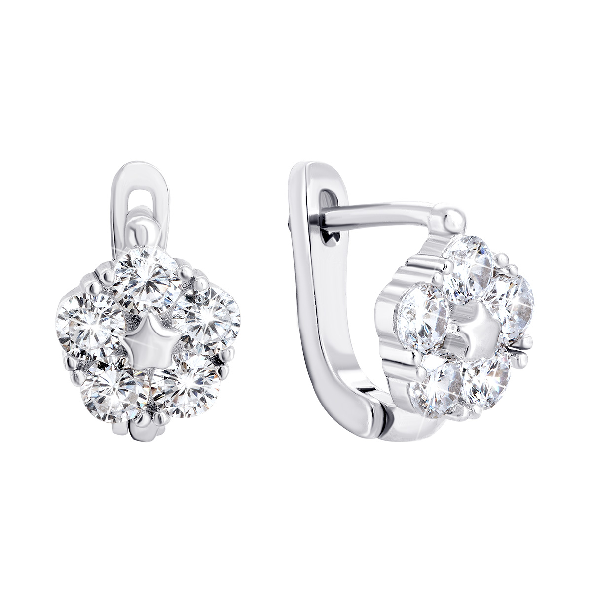 

Серебряные серьги Цветы с фианитами 1EA91605