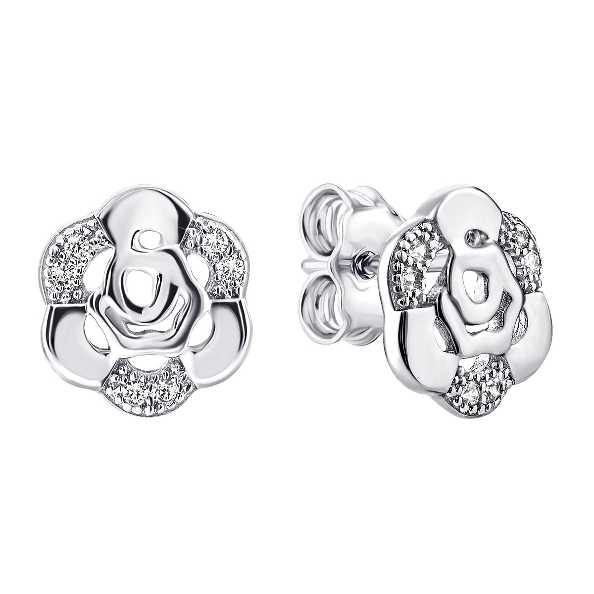 

Серебряные пуссеты Цветы с фианитами TE071907