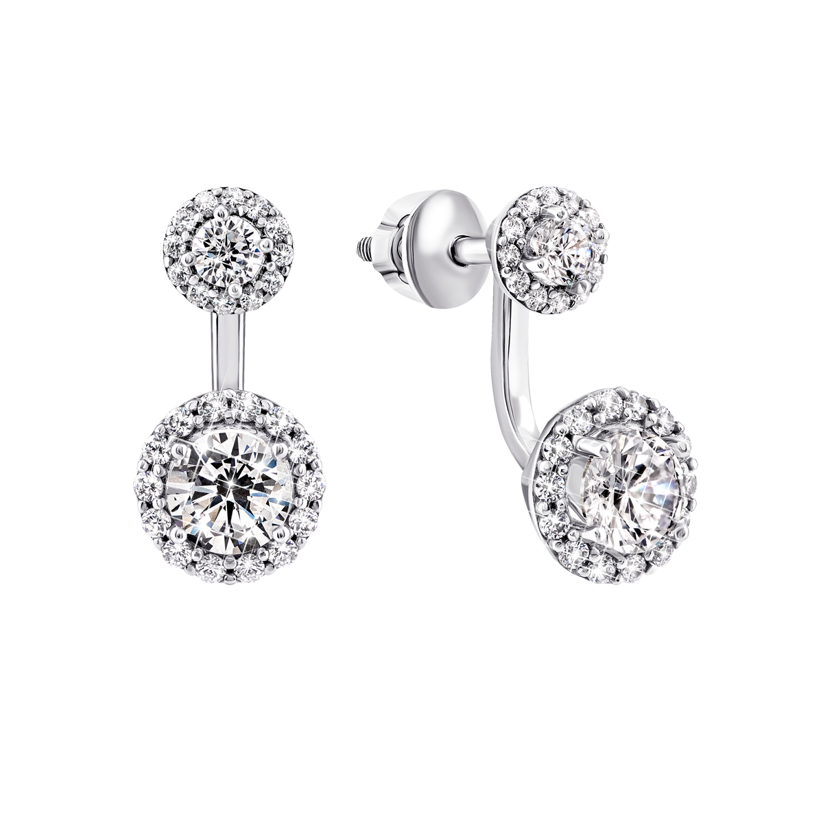 

Серебряные пуссеты с фианитами 2 в 1 2432/9р-CZ
