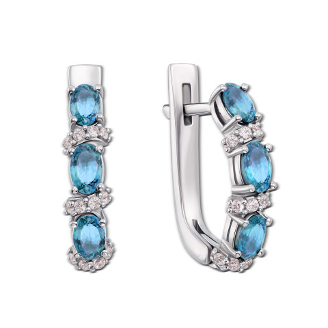 

Серебряные серьги с голубым кварцем и фианитами 2125/9р-QSWB