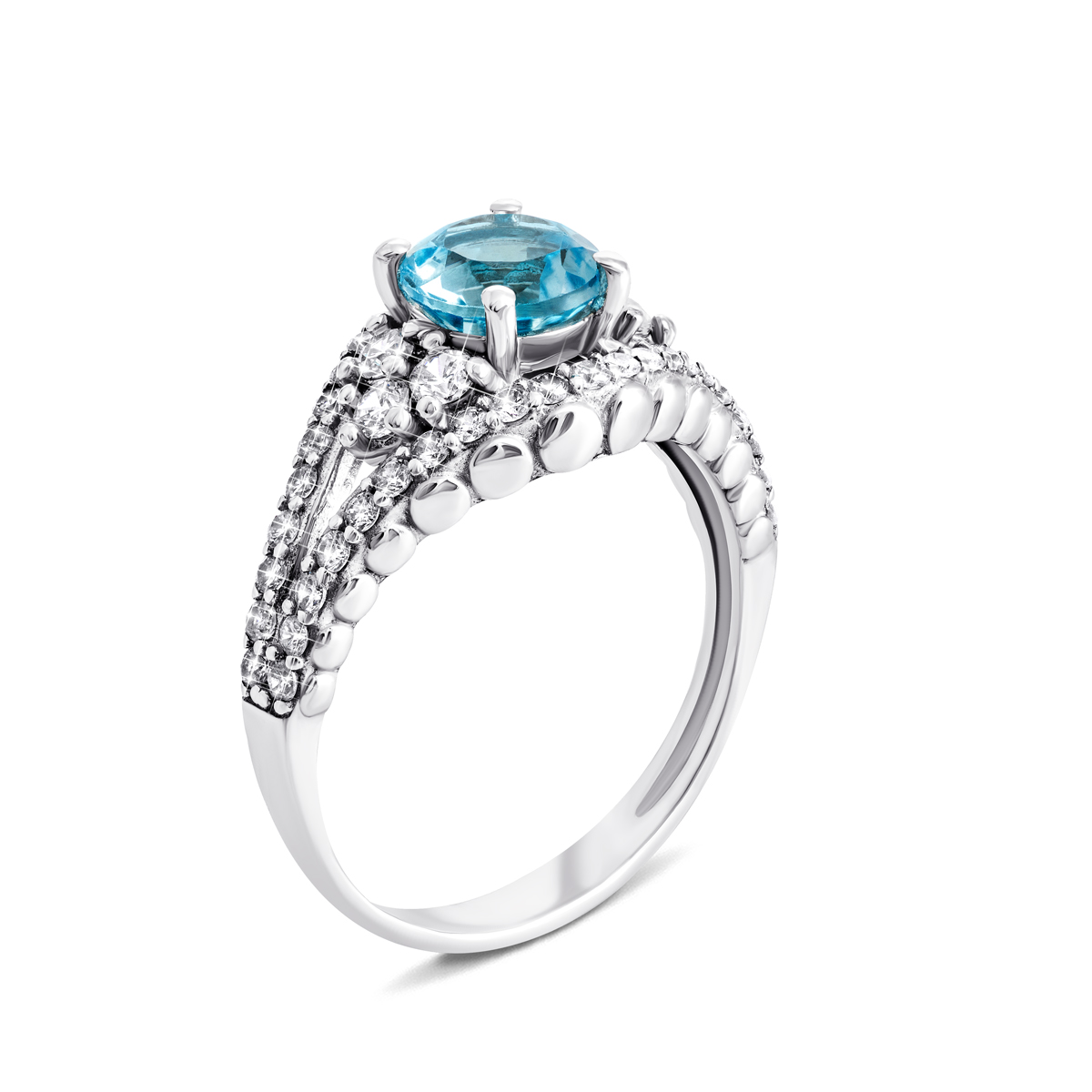 

Серебряное кольцо с топазом swiss и фианитами 17.5 размер 1920/9р-TSWB