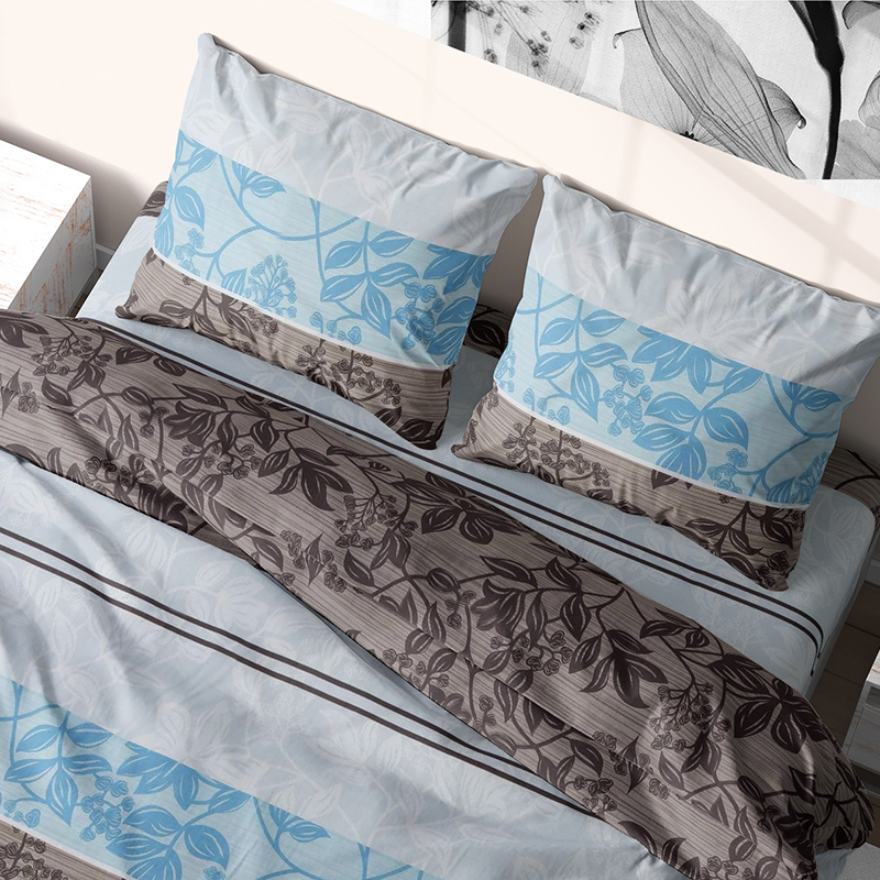 

Комплект постельного белья из сатина Time Textile Аманда двуспальный Голубой, Коричневый TT143040-d 70х70