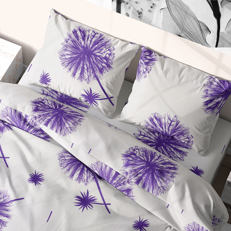 

Комплект постельного белья Time Textile Одуванчик фиолет полуторный Белый, Фиолетовый TT169851-p 70х70
