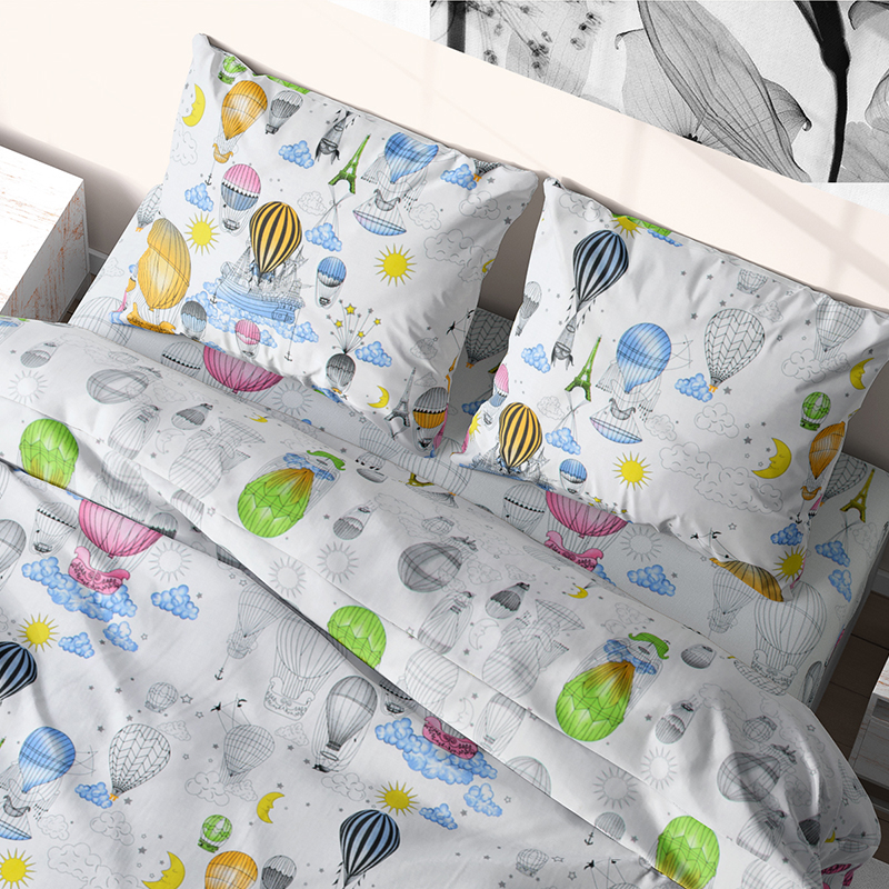 

Комплект постельного белья семейный из бязи Time Textile Воздушные шары Разноцветный TT170728-s 50х70