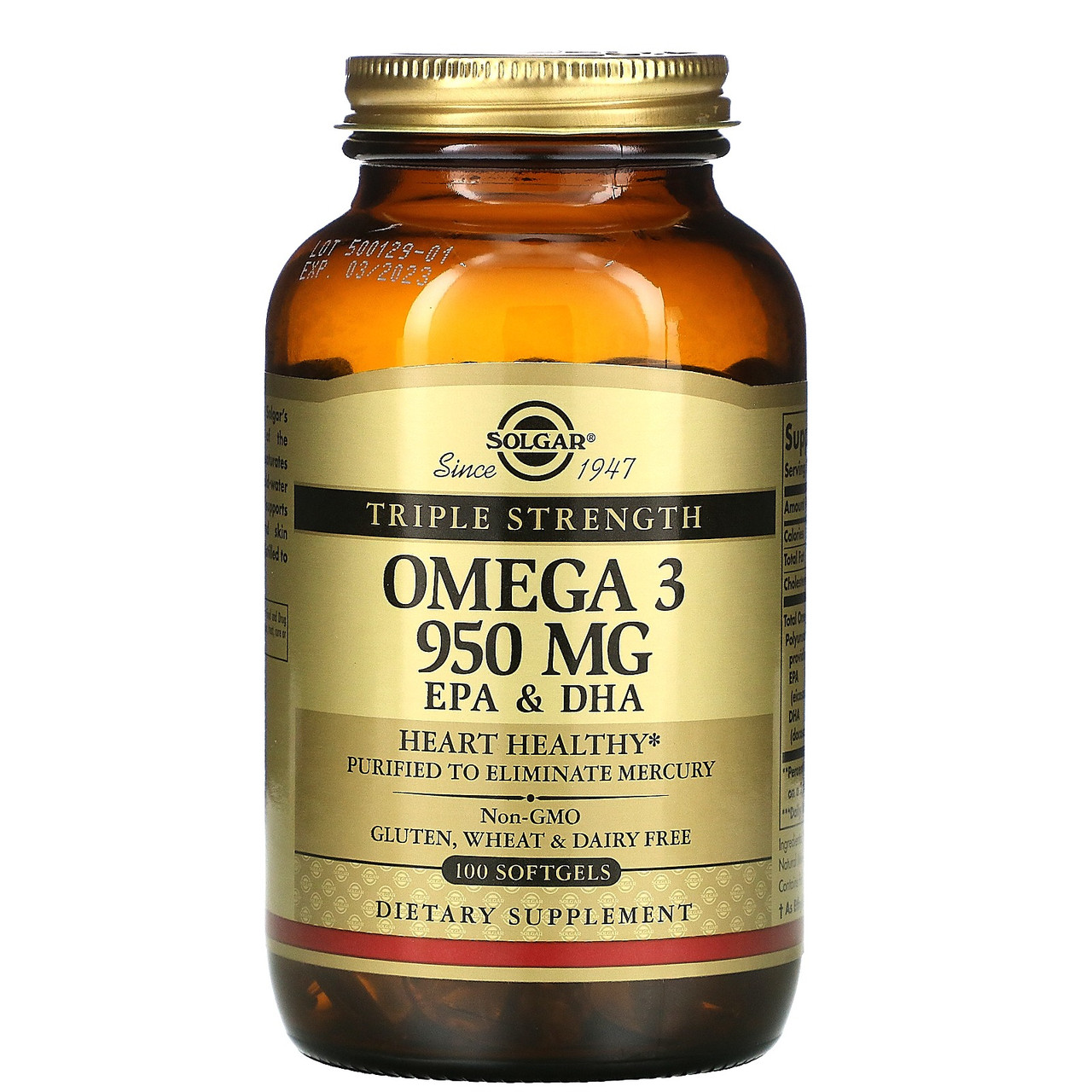 

Омега-3 Solgar Omega-3 ЭПК и ДГК тройной концентрации (терапевтическая дозировка при воспалениях) 950 мг 100 капсул