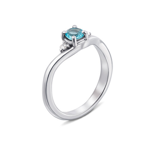 

Серебряное кольцо с топазом swiss и фианитами 18 размер 1671/9р-TSWB