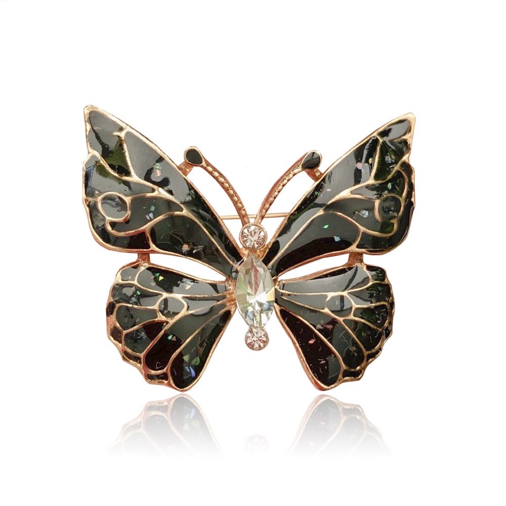 

Брошь женская BROCHE бижутерия Мозаика Насекомые Бабочка чёрная BRBF111872
