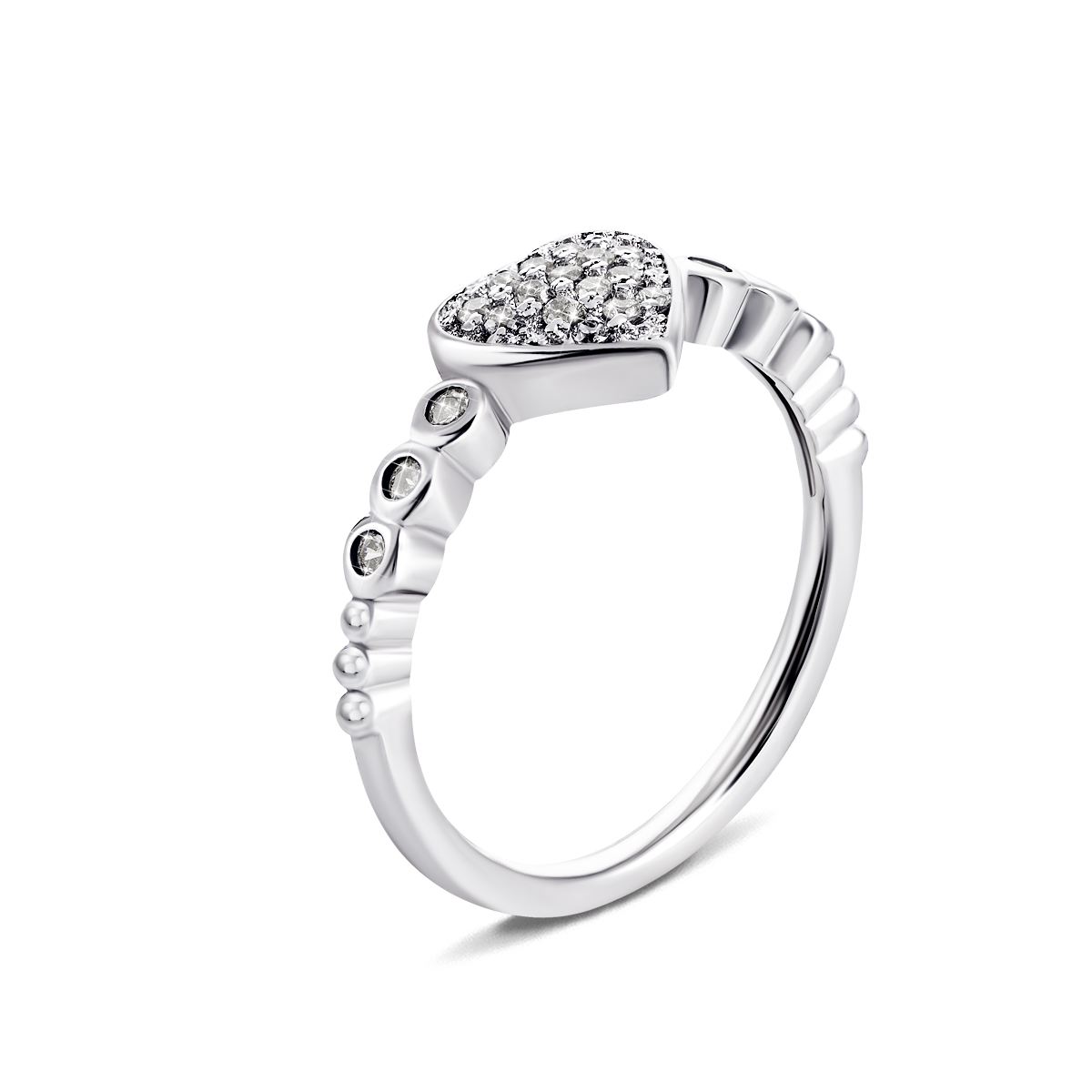 

Серебряное кольцо Сердце с фианитами 17.5 размер 1RI59656