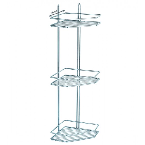 

Полка для ванной Metal Style 30322 хромированая угловая трехуровневая двухконтурная 30х30х87 см