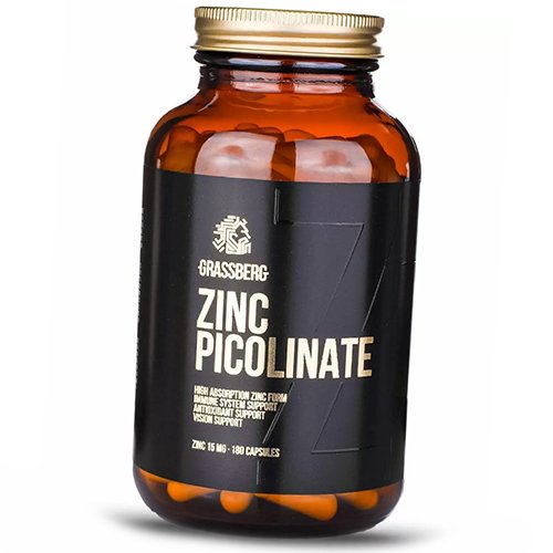 

Цинк Пиколинат, Zinc Picolinate 15, Grassberg 180капс (36515003)