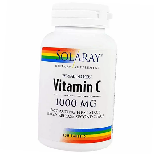 

Витамин С с двухфазовым высвобождением, Two Stage Time Release Vitamin C 1000, Solaray 100таб (36411071)