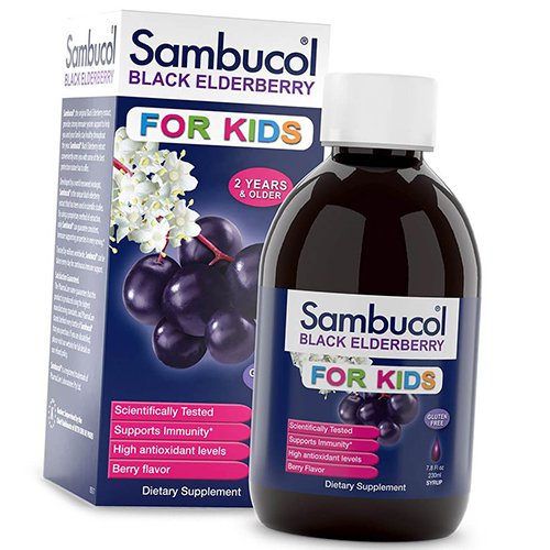 

Сироп из Черной Бузины для детей, Black Elderberry Kids Syrup, Sambucol 230мл (71513003)