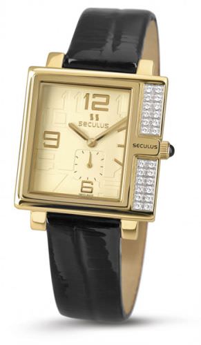 

Женские наручные часы Seculus 1670.2.1064 yellow, pvd-y-cz, black leather