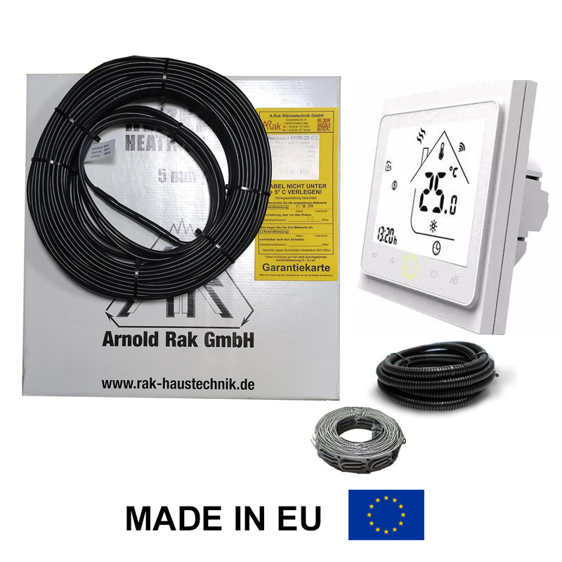 

Теплый пол кабель Arnold Rak 6101-20 EC 1600 Вт + программируемый терморегулятор Castle WIFI