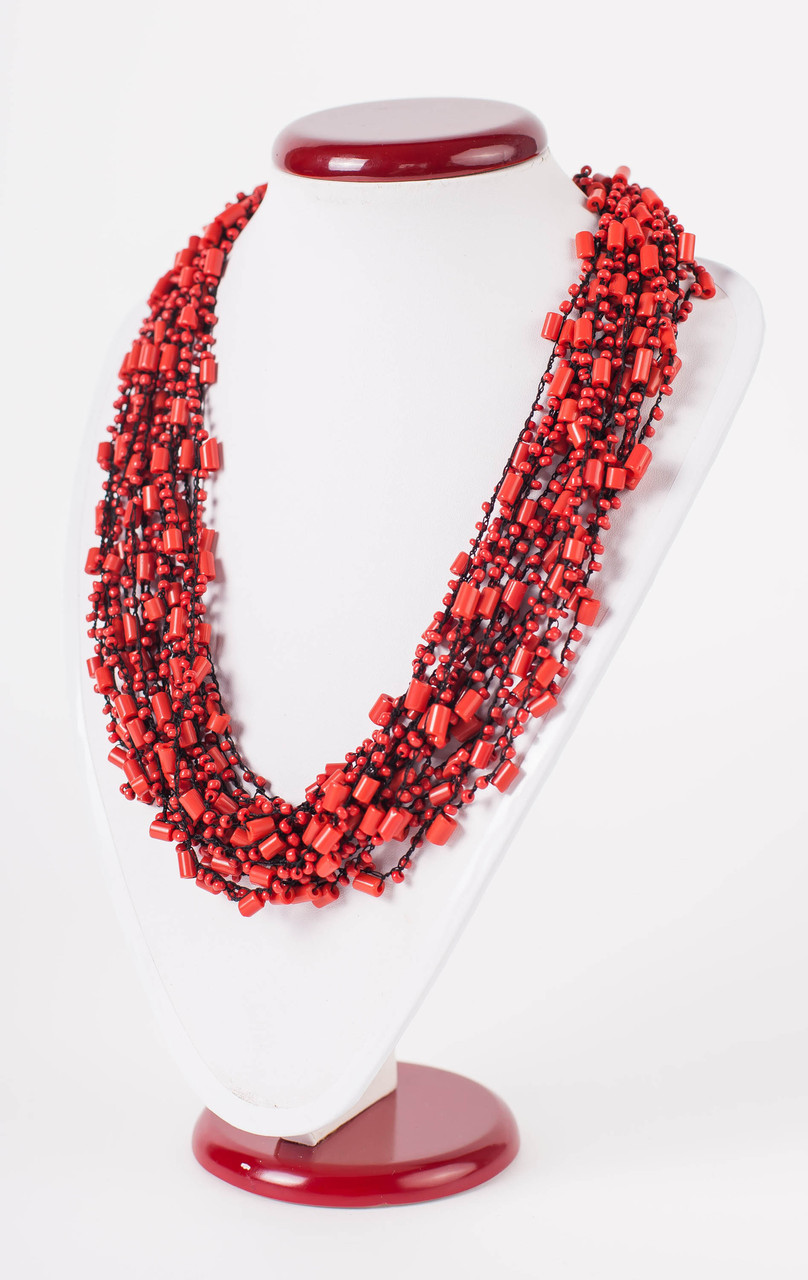 

Намисто Jimmy Lace Handicraft імітація коралів на чорних нитках (№33)