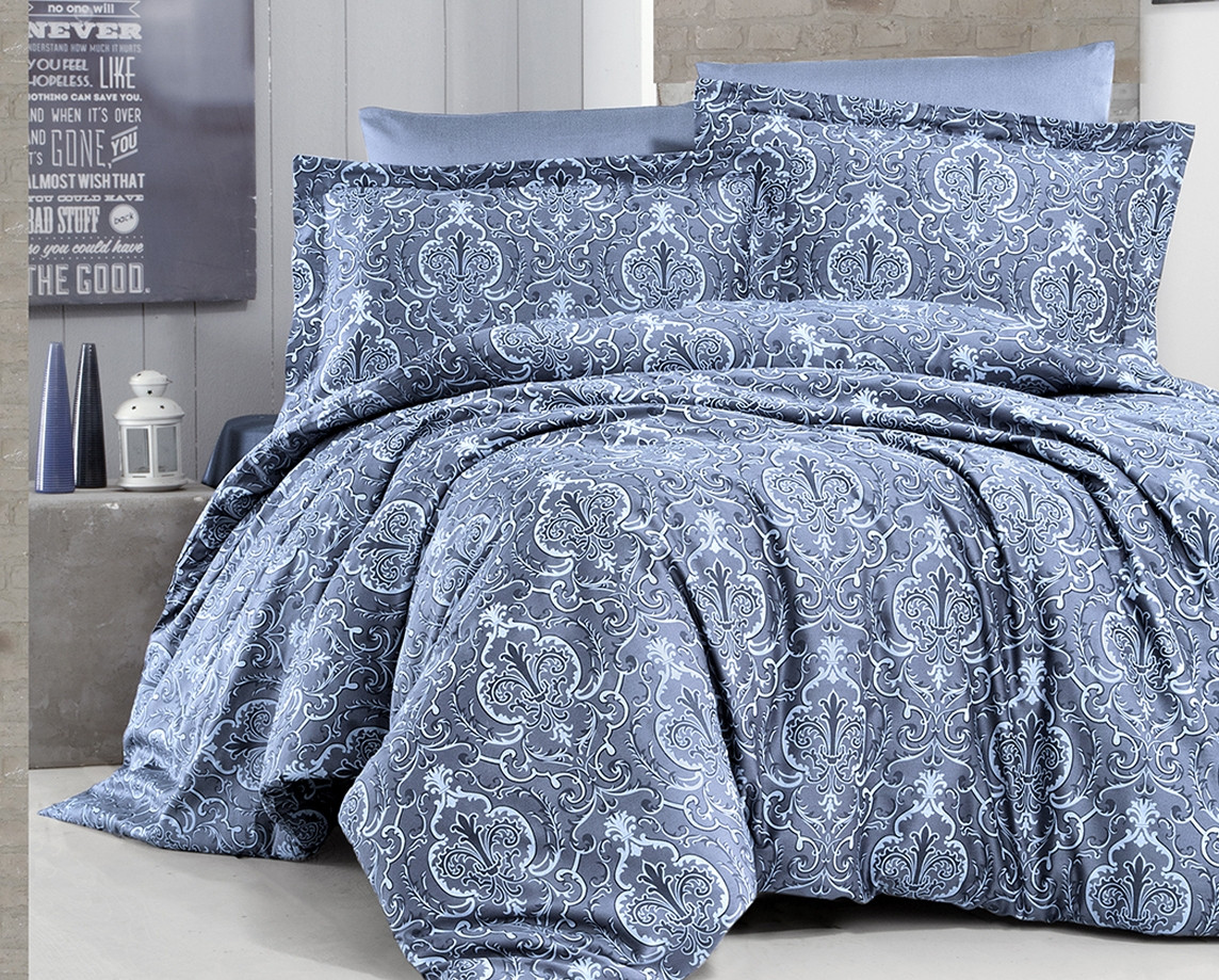 

Комплект постельного белья First Choice Satin Cotton Евро сатин арт.Delmor Indigo