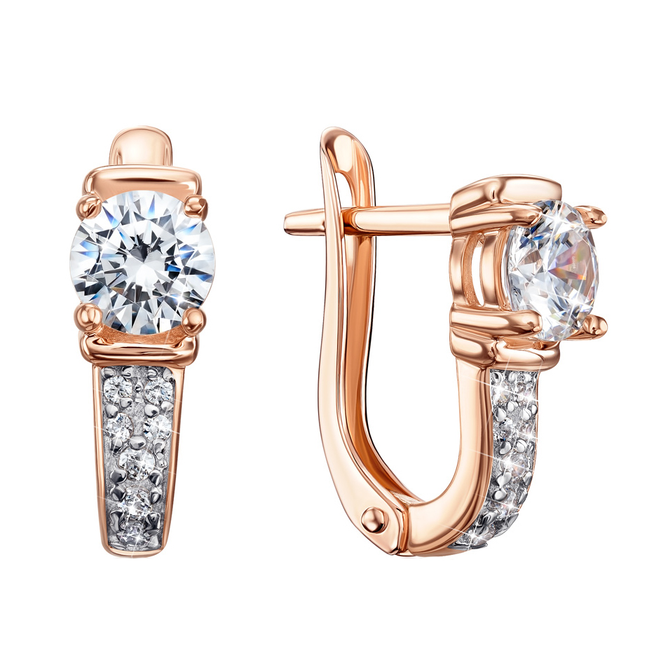

Серьги в комбинированном цвете золота с кристаллами Swarovski и родированием 000136355