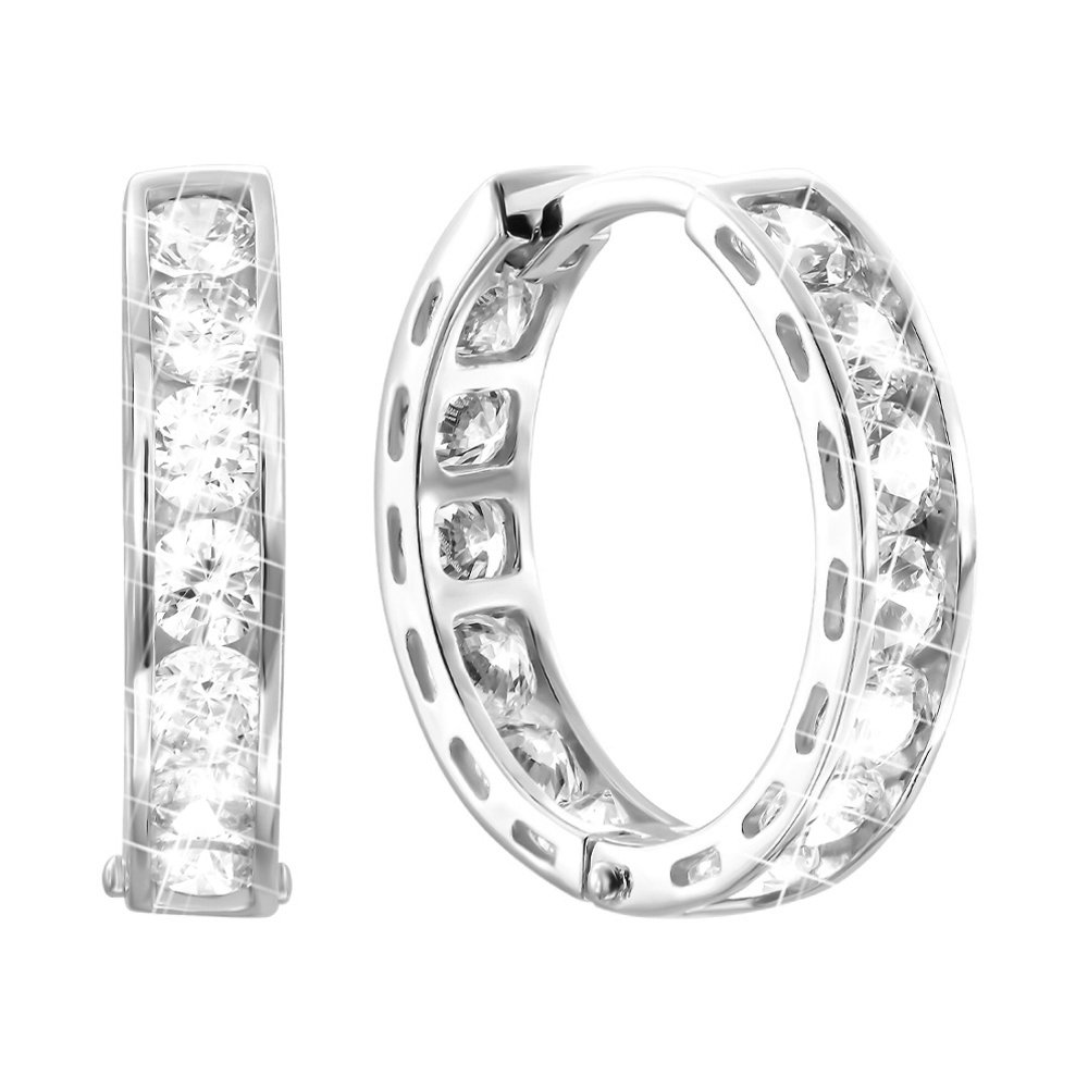 

Золотые серьги в белом цвете с цирконием Swarovski, d 15мм 000050217