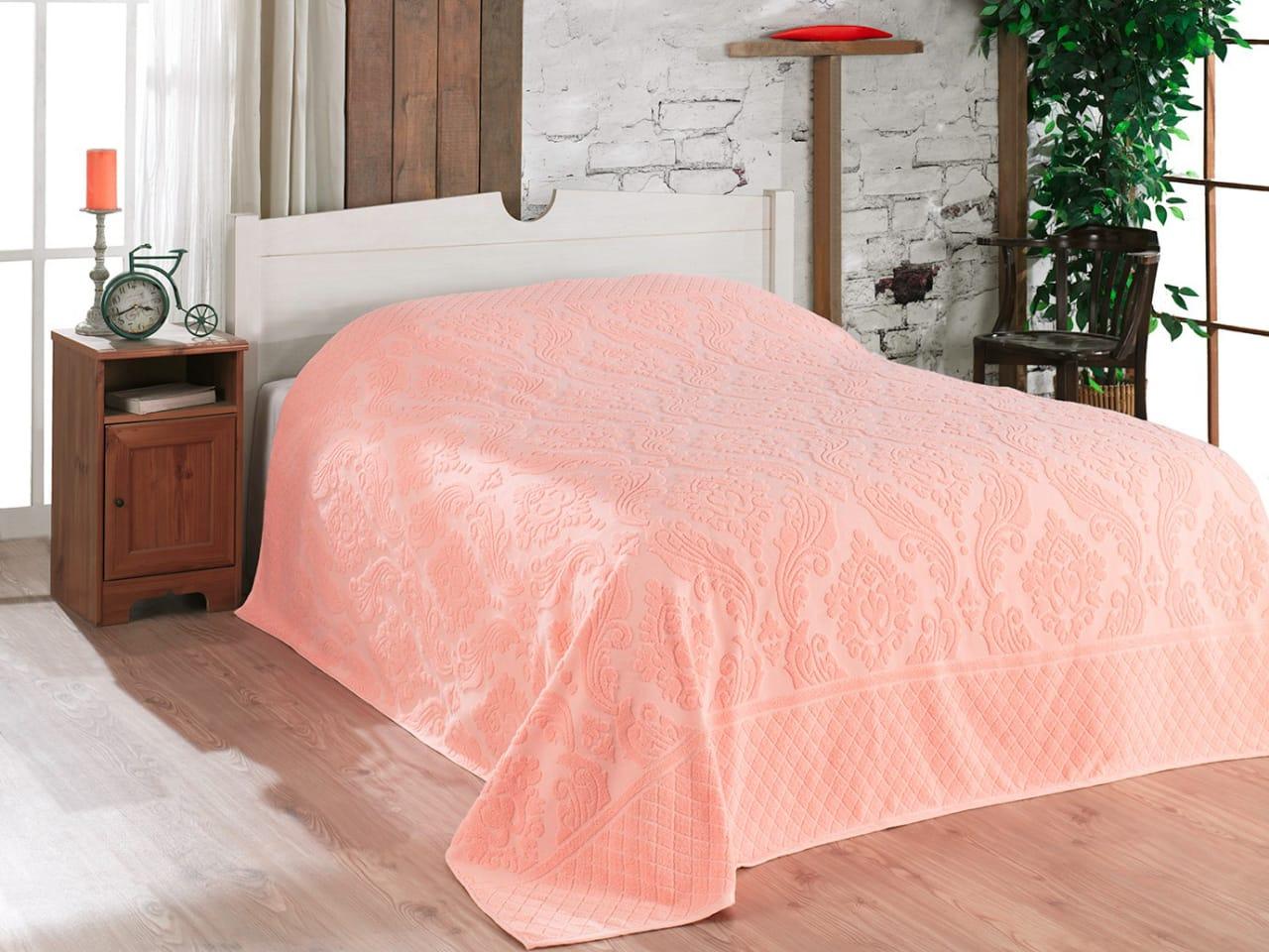 

Простынь Gulcan Cotton Евро 190*220 см махровая лососевая Solmon