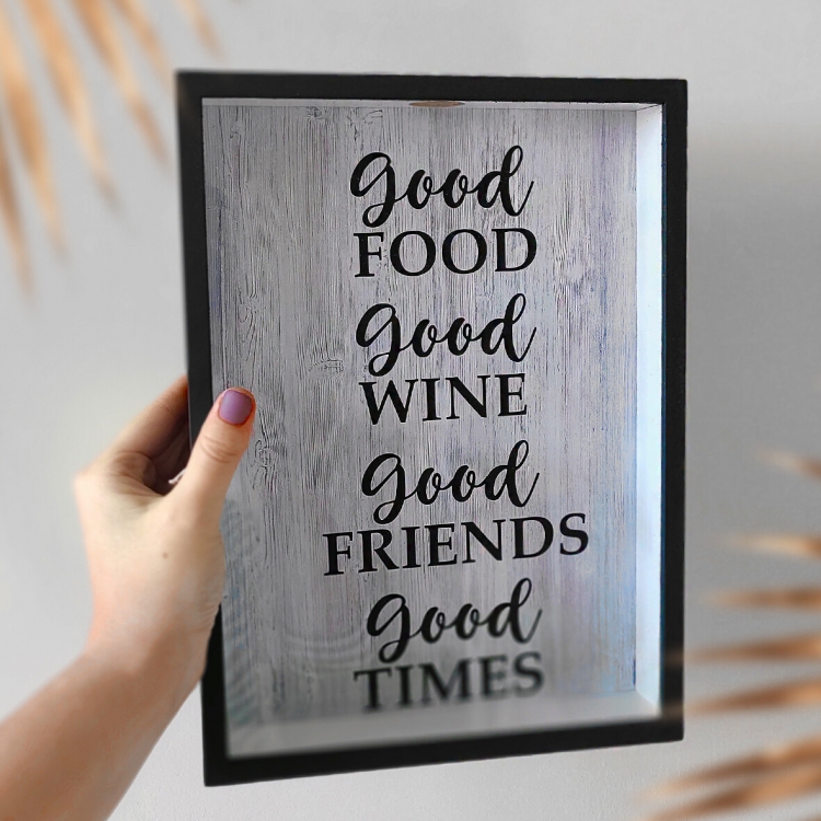 

Копилка FOR для винных пробок Good food wine friends times (125527)