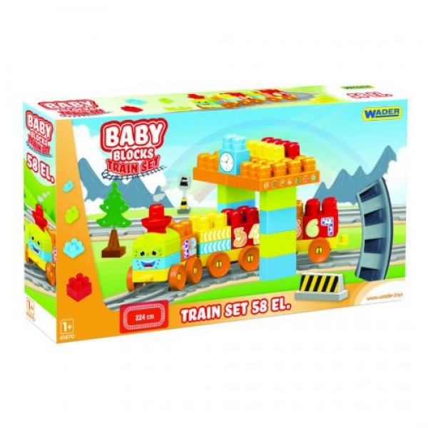 

Baby Blocks Мои первые кубики Железная дорога 58 деталей Wader (41470)