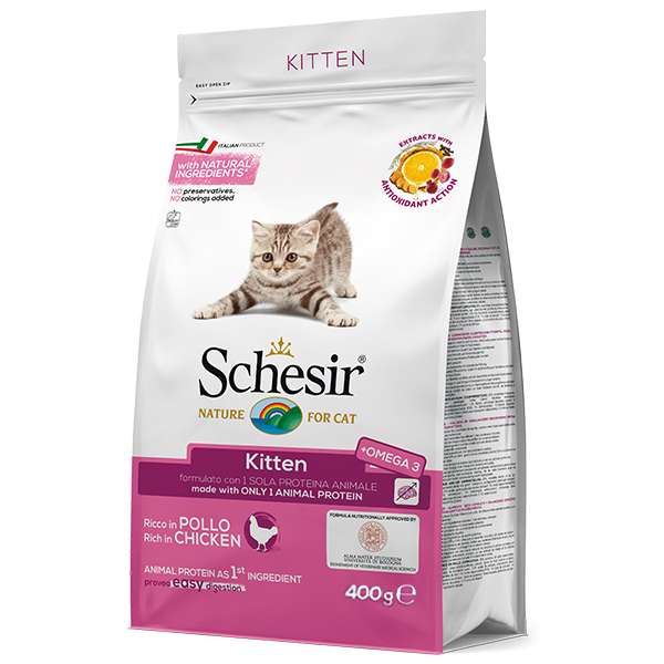 

Сухой монопротеиновый корм для котят Schesir Cat Kitten Chicken 1.5 кг