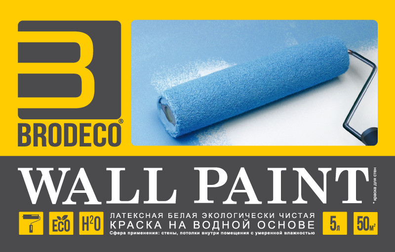 

Матовая латексная краска для внутренних работ Brodeco Wall Paint 5 л.