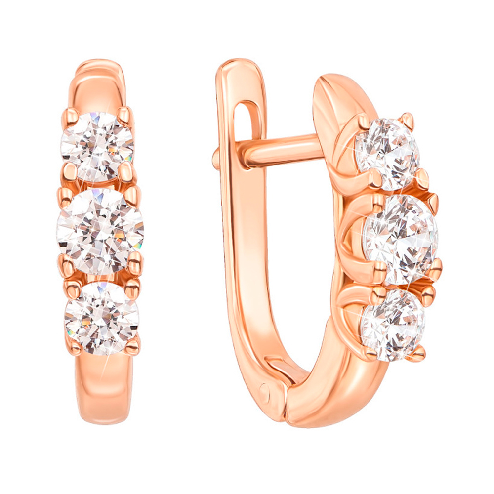 

Золотые серьги в красном цвете Рената с кристаллами циркония Swarovski
