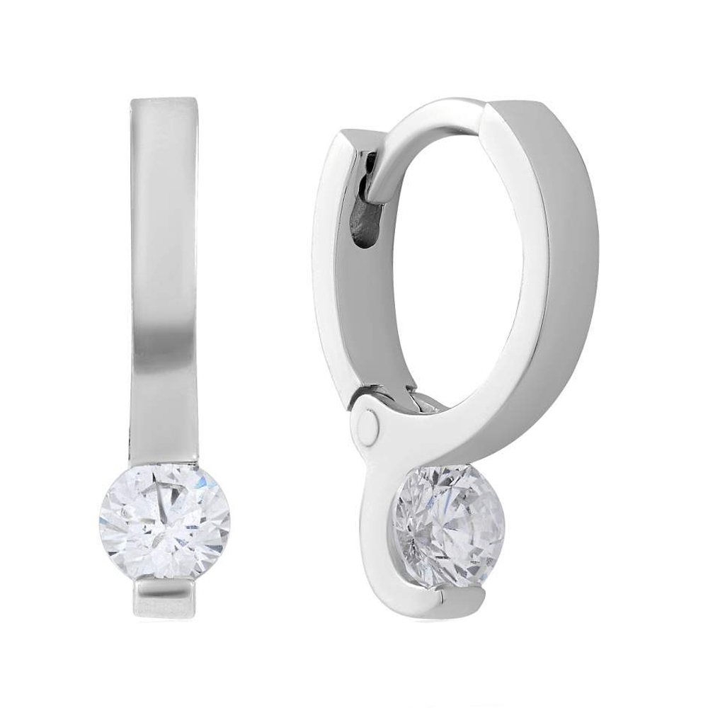 

Золотые серьги в белом цвете с цирконием Swarovski 000115697