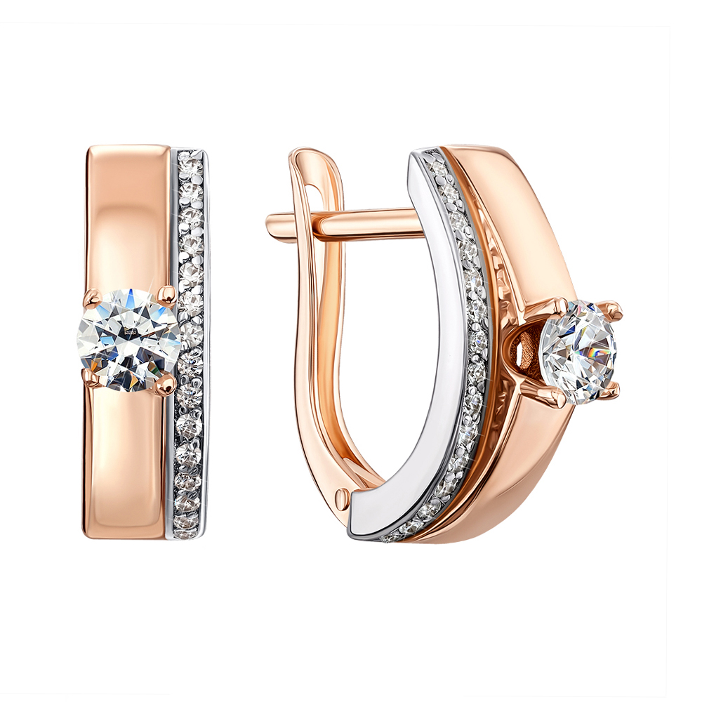 

Золотые серьги в комбинированном цвете с кристаллами Swarovski 000137854