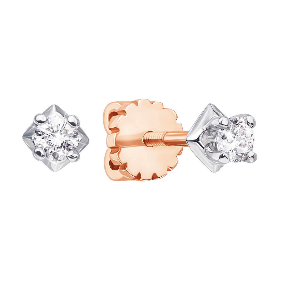 

Серьги-пуссеты в комбинированном цвете золота с бриллиантами 000135565