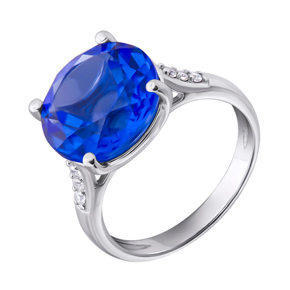 

Серебряное кольцо с кварцем Tanzanite и фианитами 000140769 18 размера