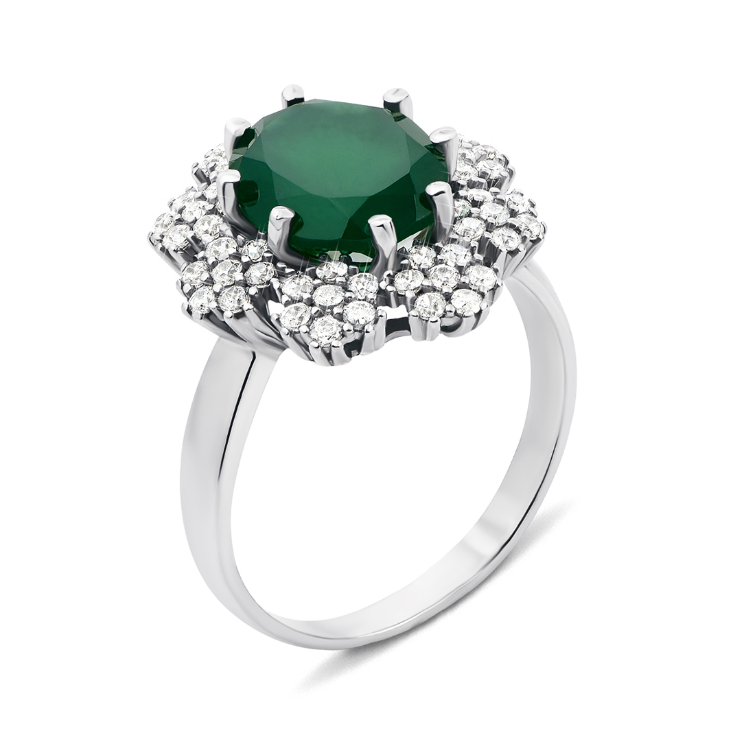 

Серебряное кольцо с агатом и фианитами 000134388 18 размера