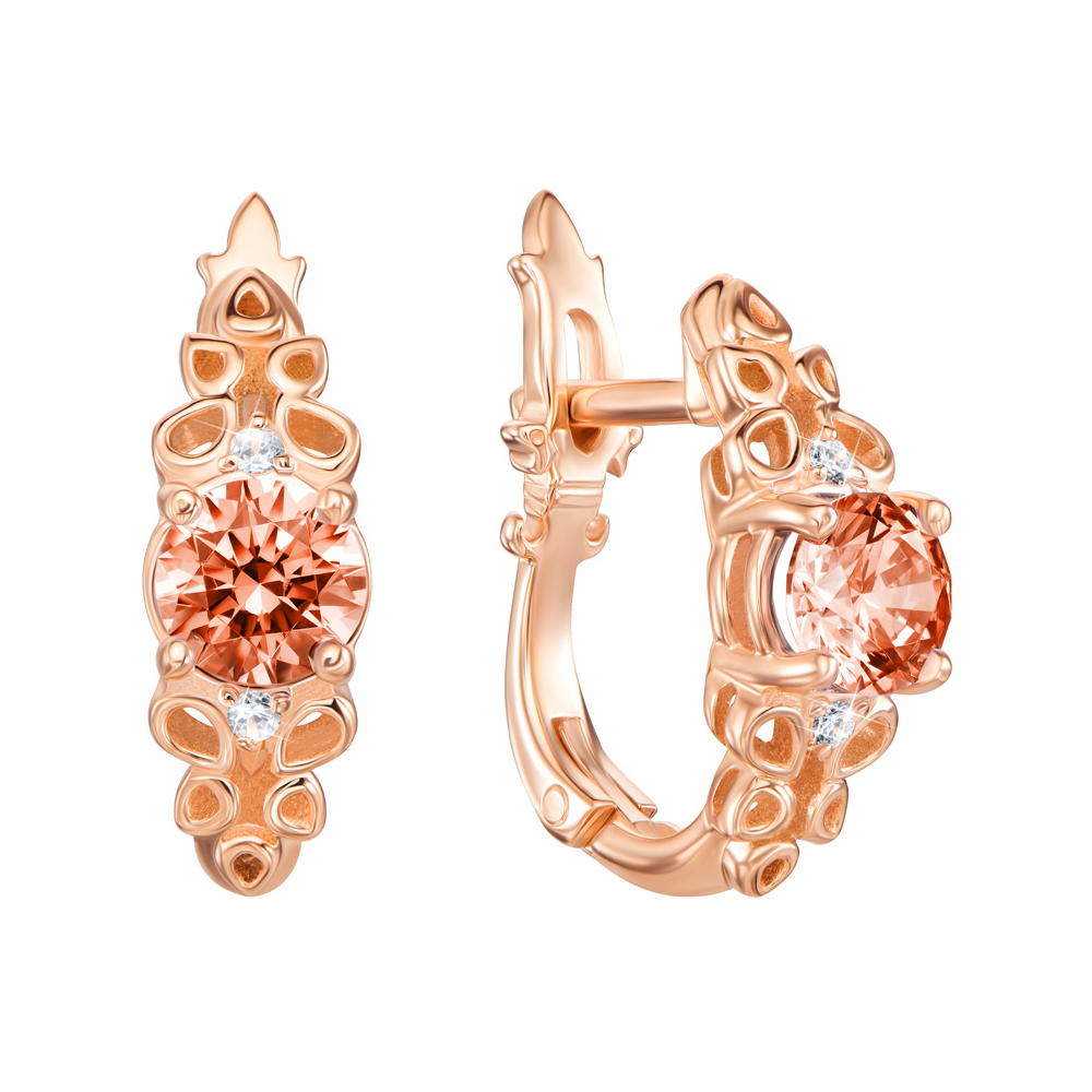 

Серьги из красного золота с шампаньевыми и белыми кристаллами Swarovski 000133926