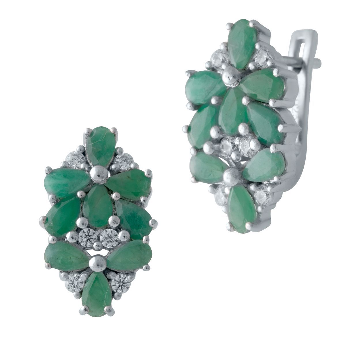 

Серебряные серьги SilverLine с натуральным изумрудом