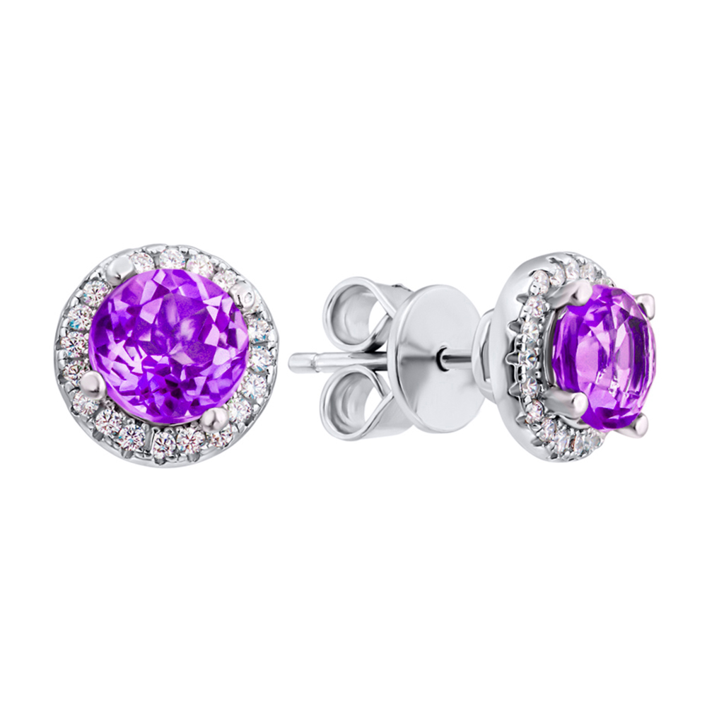 

Серебряные серьги с аметистами и фианитами 000125132