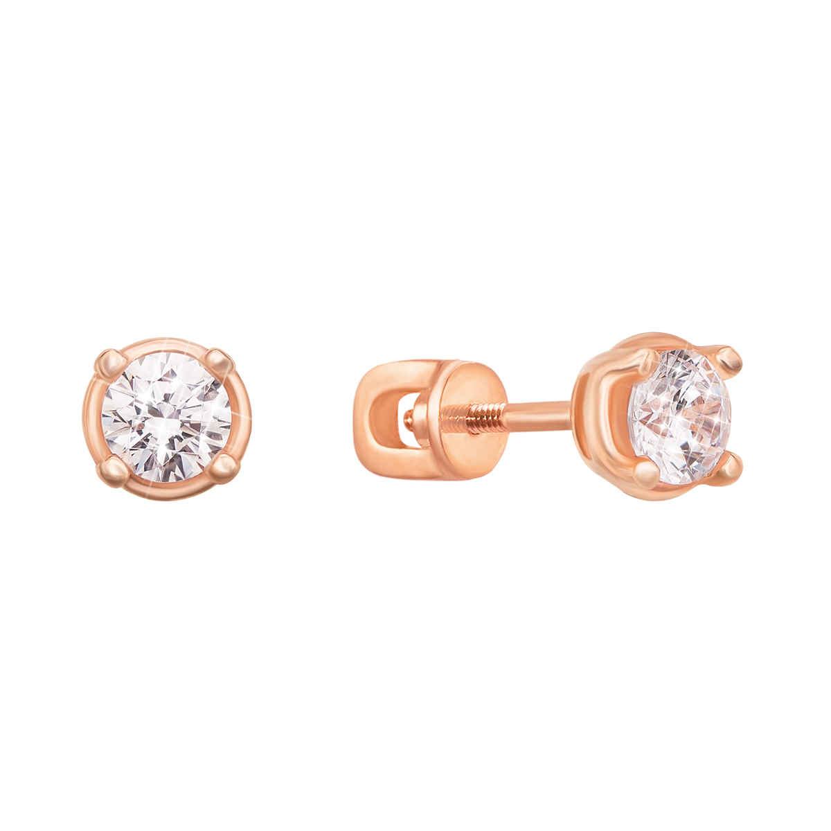 

Серьги-пуссеты из красного золота с завальцованными кристаллами Swarovski 000132856